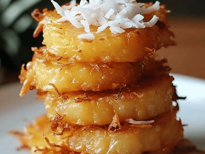 Deliciosa Piña Frita con Corteza de Coco